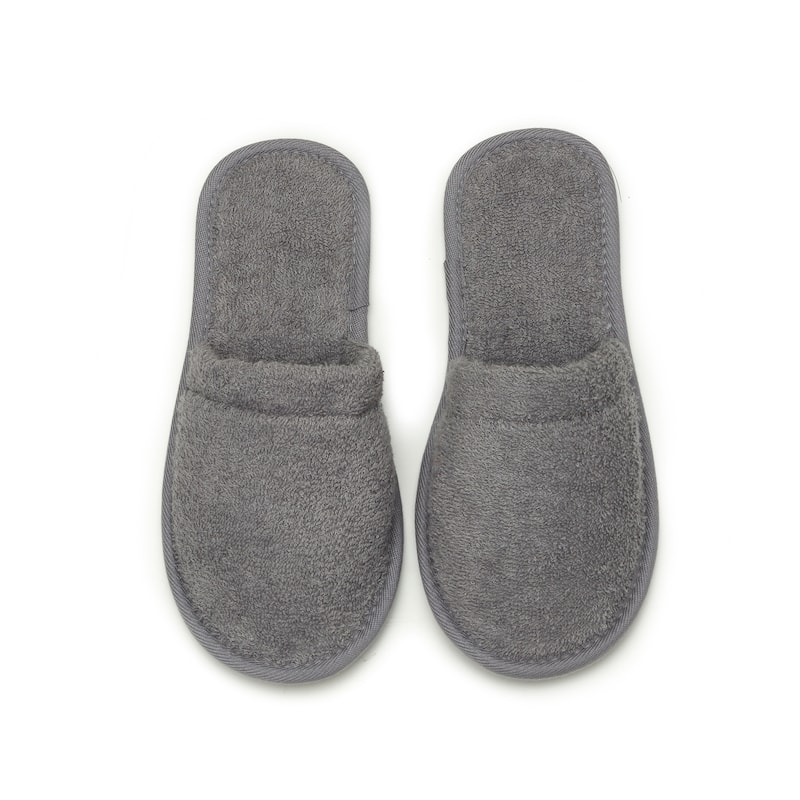 Women's Terry Cotton Spa Bath Slippers - Gray - Medium