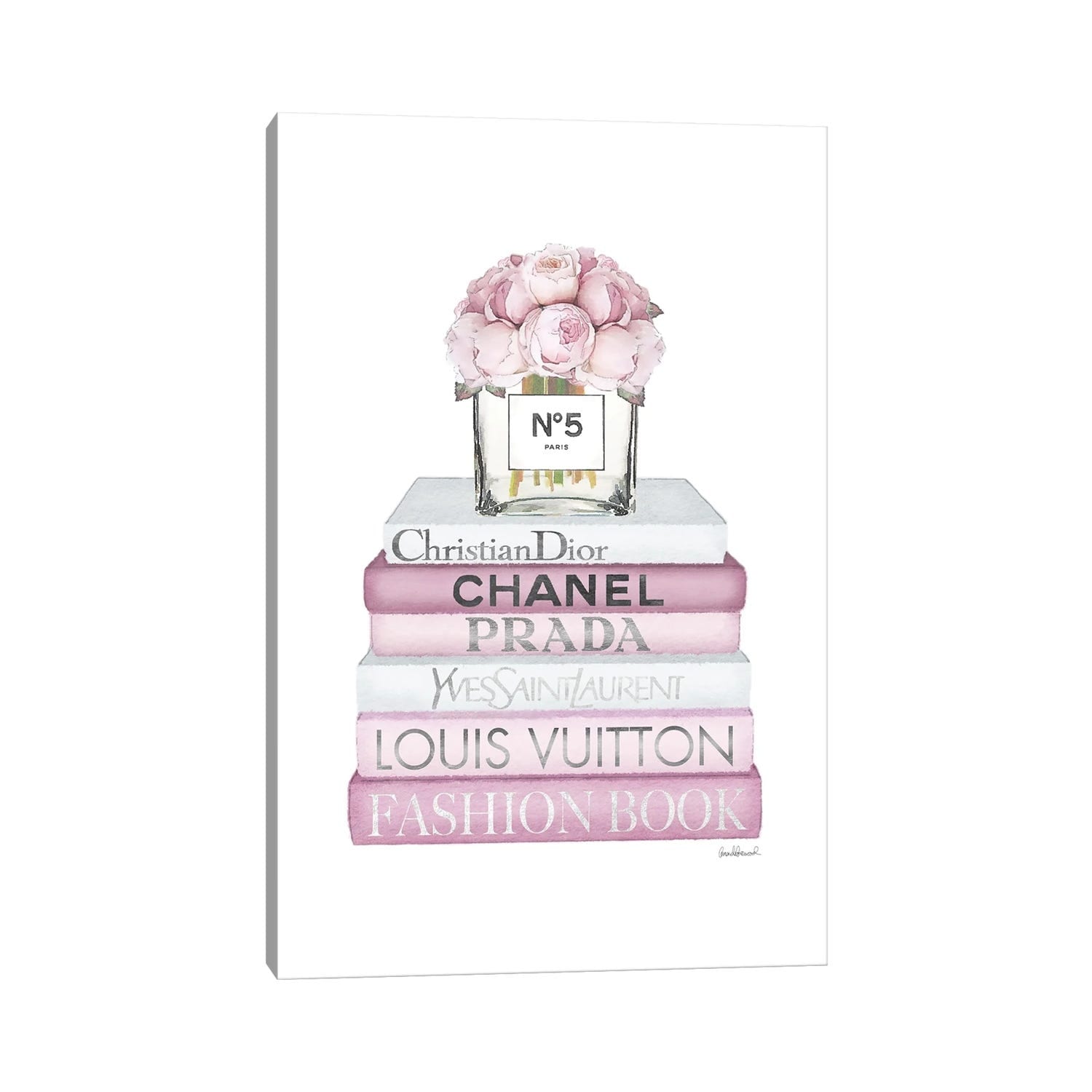 iCanvas Stack Of Grey And Rose Gold Fashion Books And A Pink CC Bag by Amanda  Greenwood Canvas Print - Bed Bath & Beyond - 25642668