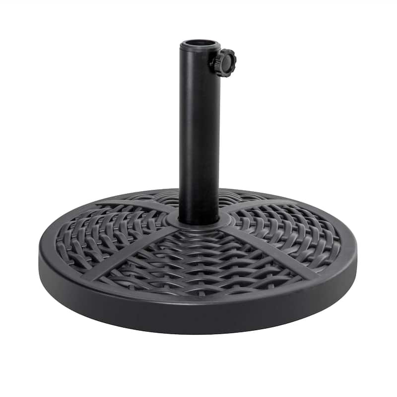 Outdoor 26 lb. Round Black Patio Umbrella Base, Polyethylene and Concrete - Black