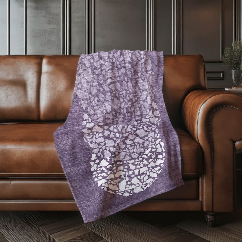Premium Machine Washable Modern Mosaic Sherpa Throw Blanket - Eggplant - 4'2" x 5'10"