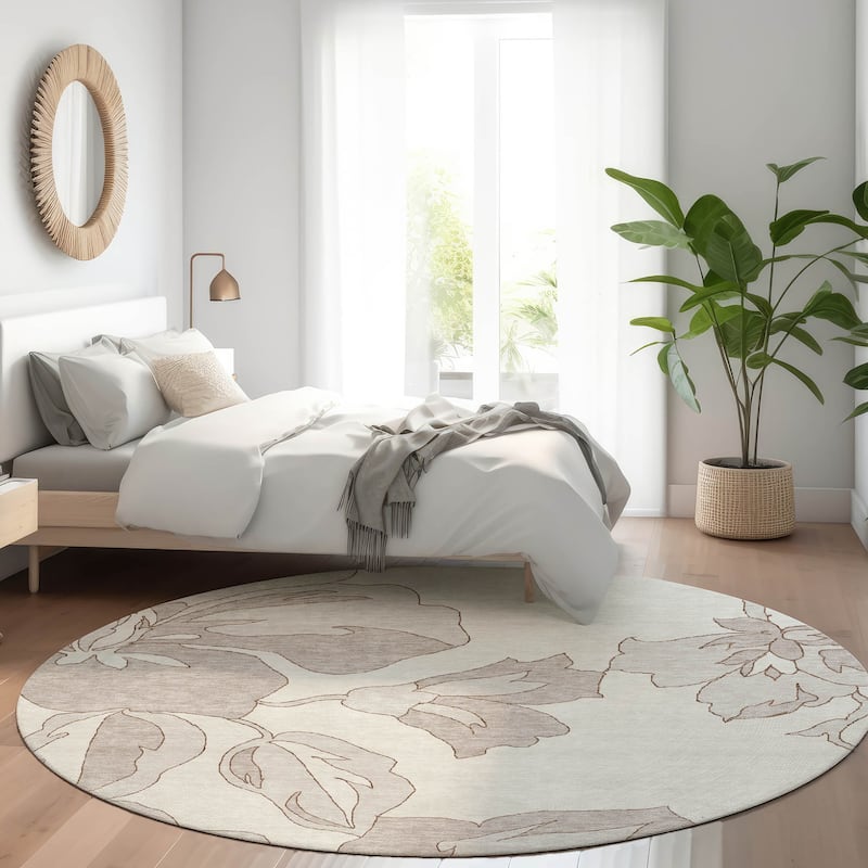 Machine Washable Indoor/ Outdoor Chantille Floral Rug