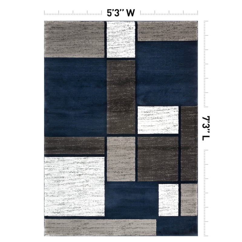 World Rug Gallery Contemporary Modern Boxed Color Block Area Rug