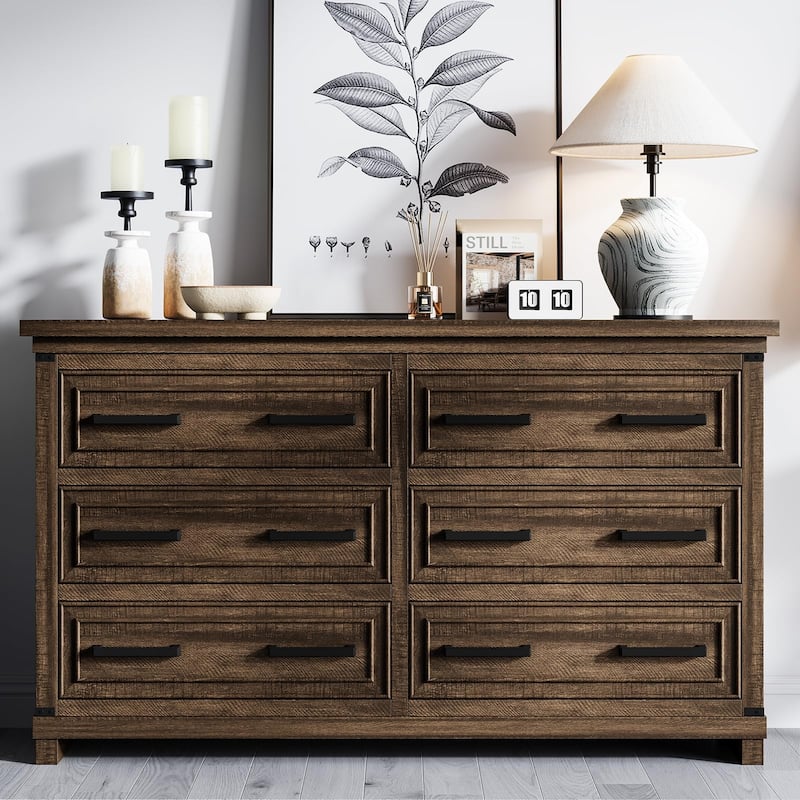 Farmhouse 6/8 Drawer Dresser for Bedroom, Rustic Wood Chest of Drawers