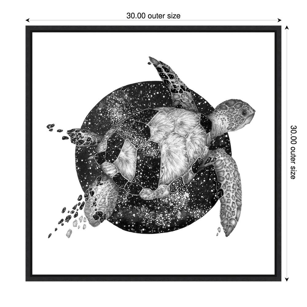 Cosmic Sea Turtle Square Copy by Ec Mazur Framed Canvas Wall Art