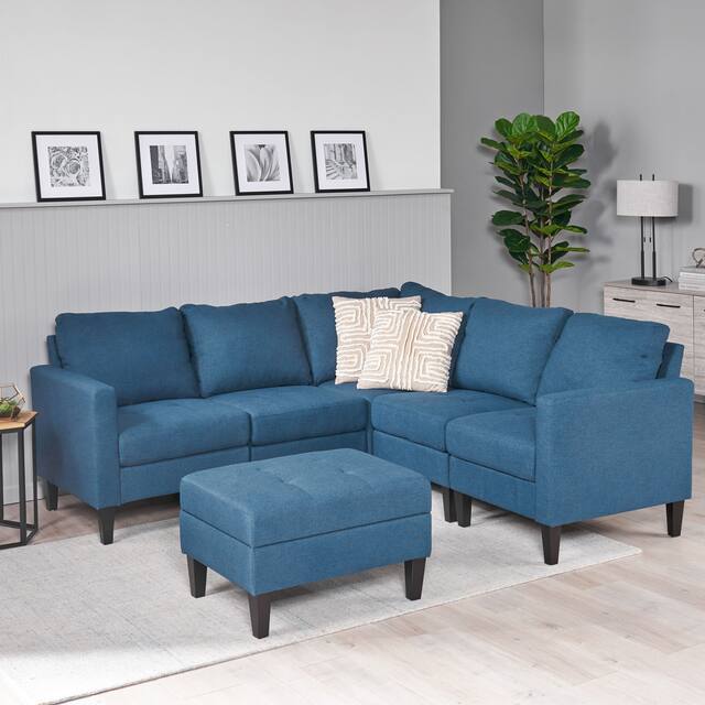 Zahra Sofa Sectional with Storage Ottoman by Christopher Knight Home - Blue