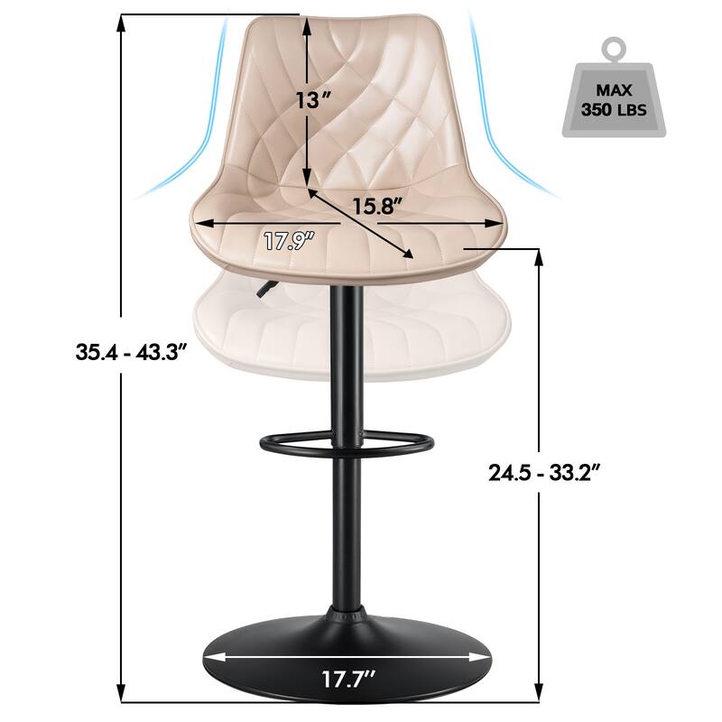 BOSSIN Bar Stools,Counter Heigh Faux Leather Adjustable Bar Stools with Back, Dining Chair