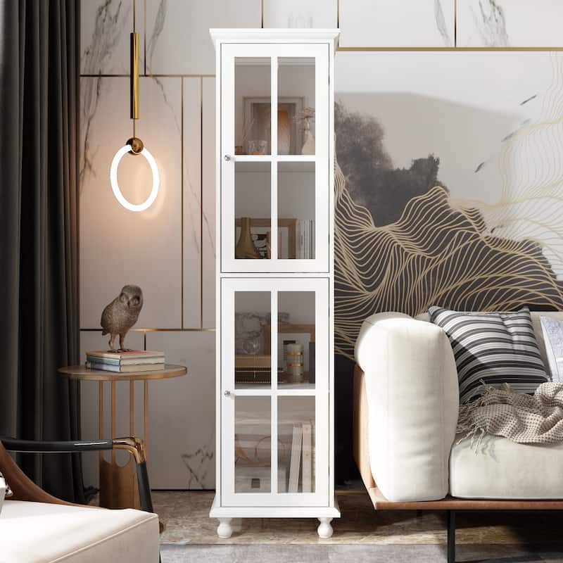 Cabinet Duo Entertainment Center Premium Tempered Glass Display Cabinet - 70.9"Wx21.5"H