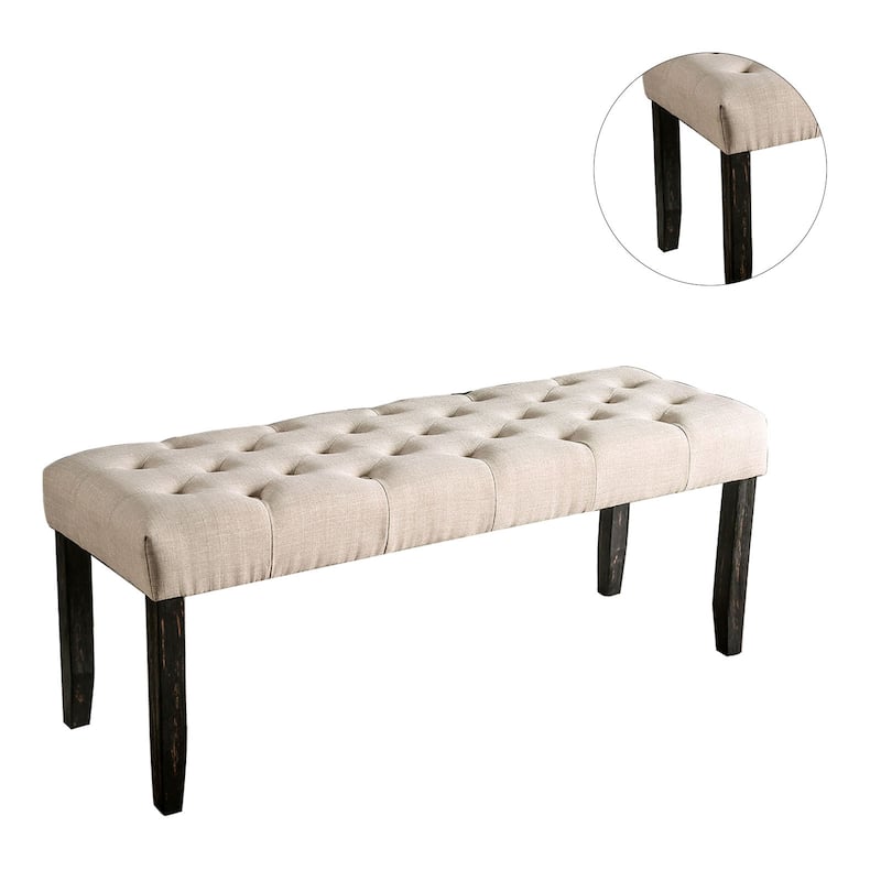 Fabric and Wood Dining Bench