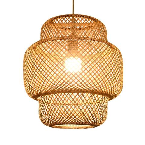 Nulty Rattan Pendant Bamboo Wicker Ceiling Chandelier Light - 50cm
