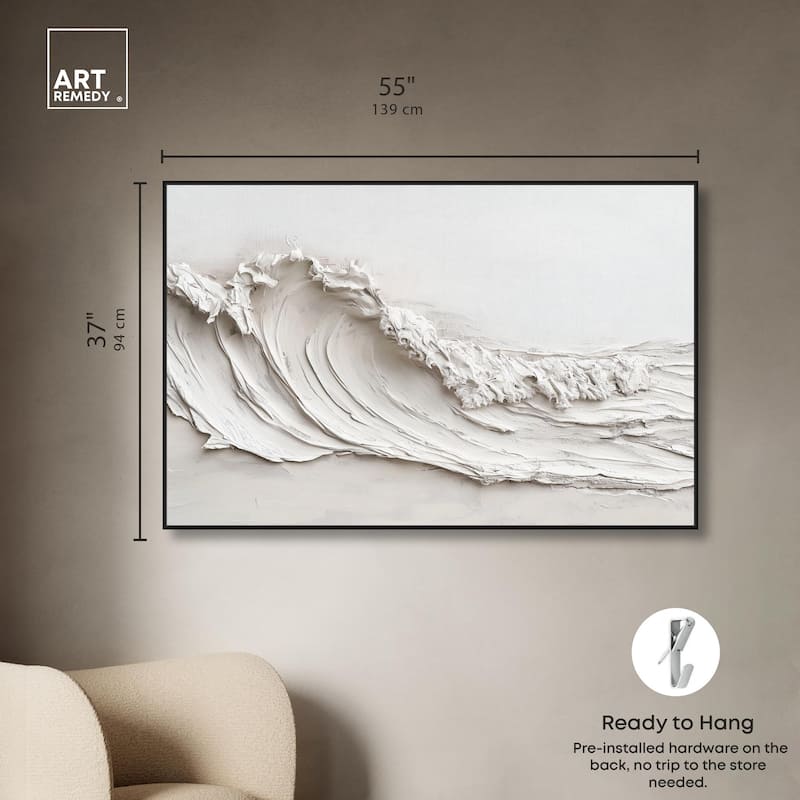 Wave on White Canvas by Art Remedy