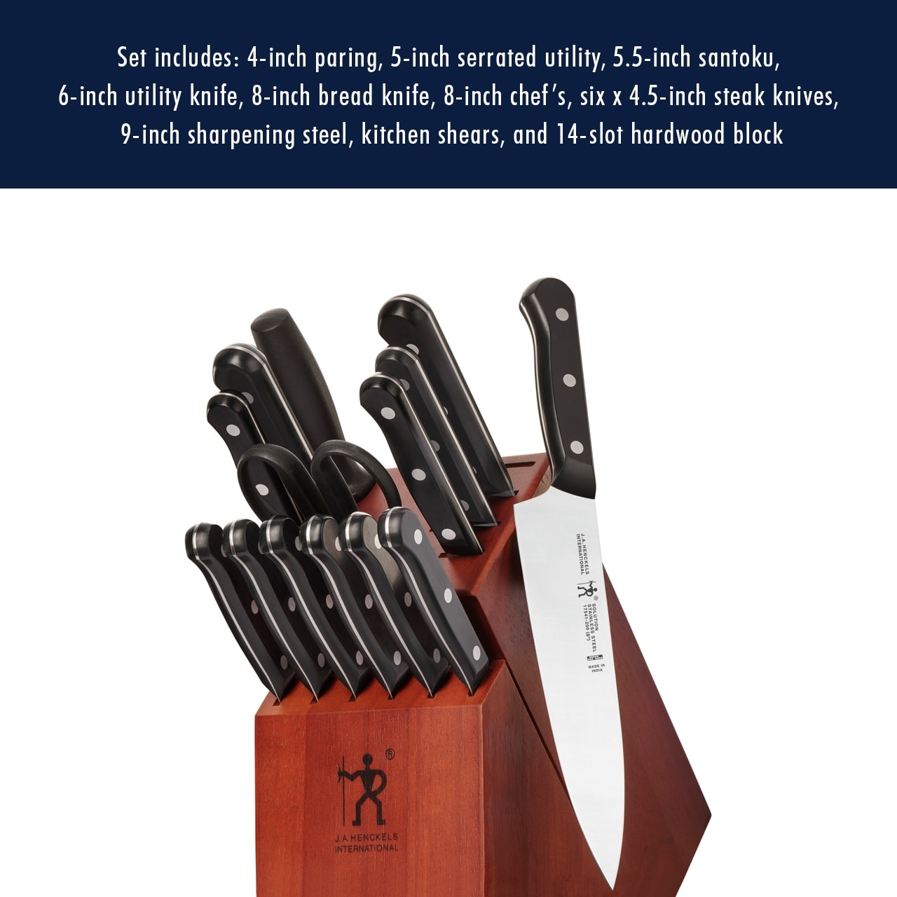 HENCKELS Solution Razor-Sharp 15-pc Knife Set, German Engineered Informed  by 100+ Years of Mastery, Chefs Knife - Black - Bed Bath & Beyond - 32482905