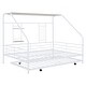 preview thumbnail 18 of 38, Metal Full Size House Bed with Trundle and Built-in Shelf