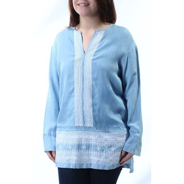 light blue tunic blouse