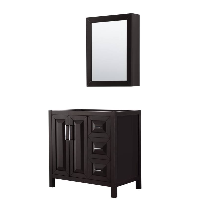 Wyndham Collection Daria 35" Single Free Standing Vanity Cabinet - - Dark Espresso / Polished Chrome Hardware