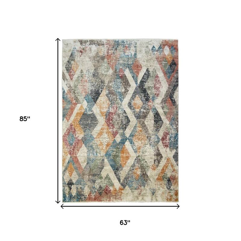 Cexox Distressed Geometric Modern Stain Resistant Woven with Fringe Area Rug By HomeRoots