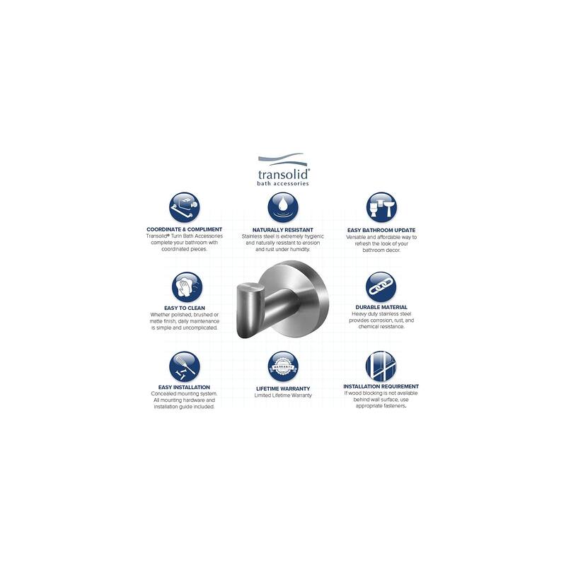 Transolid Turin Robe Hook - 2-in x 2-in