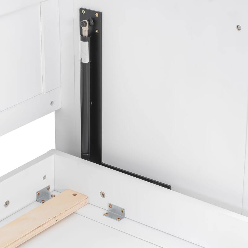 Roomfitters Queen Size Murphy Bed with Folding Desk and USB Charging Ports, Space-Saving Wall Bed with LED Lights