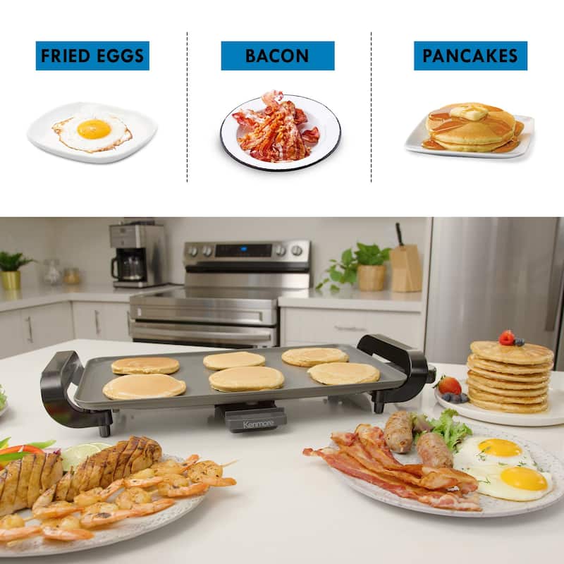 Kenmore Non-Stick Electric Griddle with Removable Drip Tray, 10"x18"