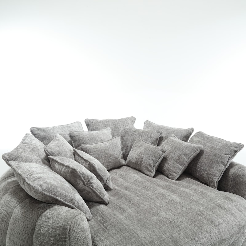 Comfortable Oversized Double Loaf High Back Round Sofa Bed with Armrests