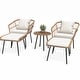 preview thumbnail 15 of 20, Moasis 5-Piece Outdoor Wicker Patio Bistro Set with Footrest Ottomans 5 Pieces Set - White