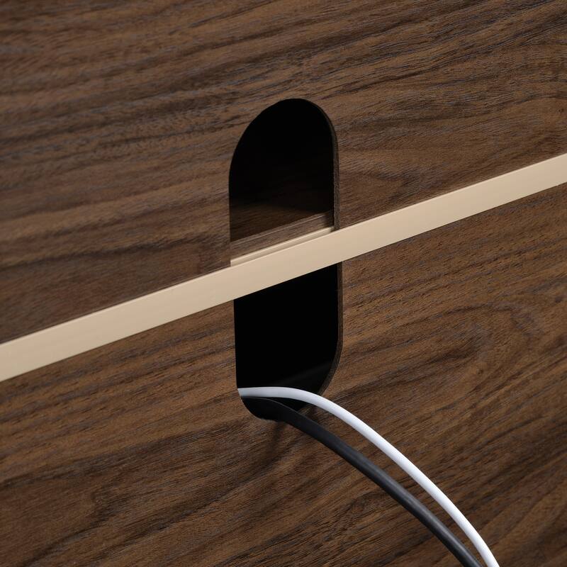 72" Sideboard Cabinet with 4 Doors, Minimalist TV Stand with 2 Compartments for Living Room, Dark Walnut