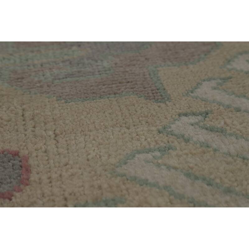 Hand Knotted Oriental 100% Wool Carpet Transitional Medallion Green Oushak Area Rug - 10' 0'' X 7' 6''