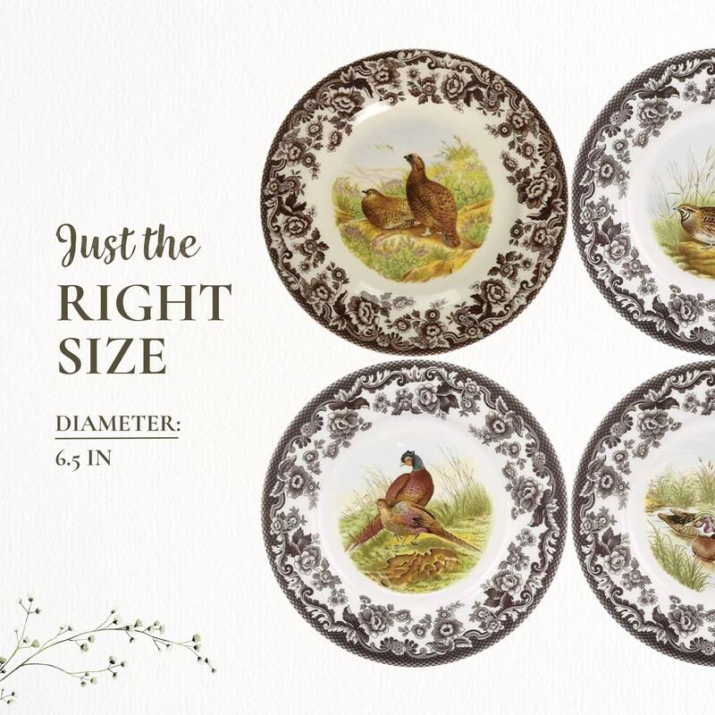 Spode Set of 4 Woodland Canape Plates - 6.5 Inch
