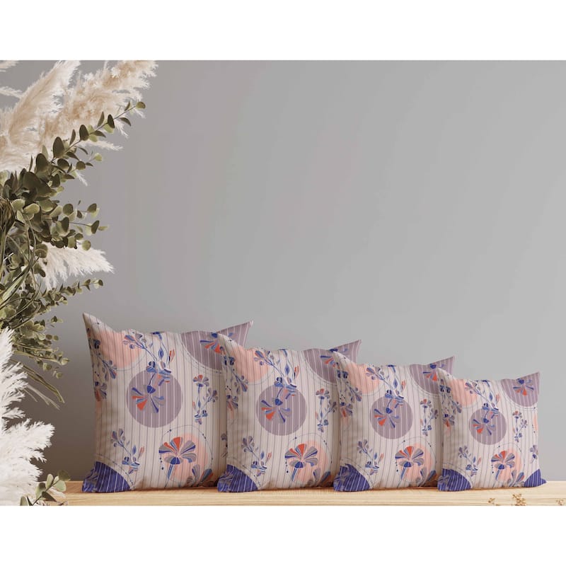Circular Garden Indoor/Outdoor Reversible Throw Pillow Lavender and Blue