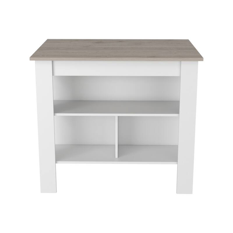 Cala Kitchen Island Antibacterial, Three Shelves, Four Legs -Light Gray / White