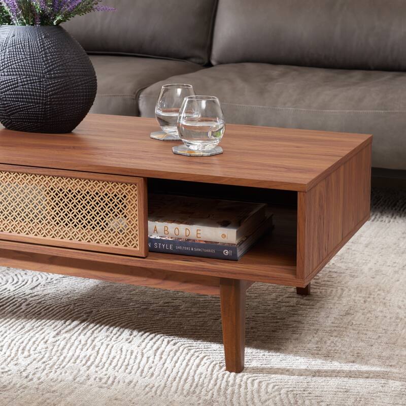 SAFAVIEH Zhuldyz 2 Door Coffee Table - 43" L x 22" D x 16" H - 43"Wx22"Dx16"H