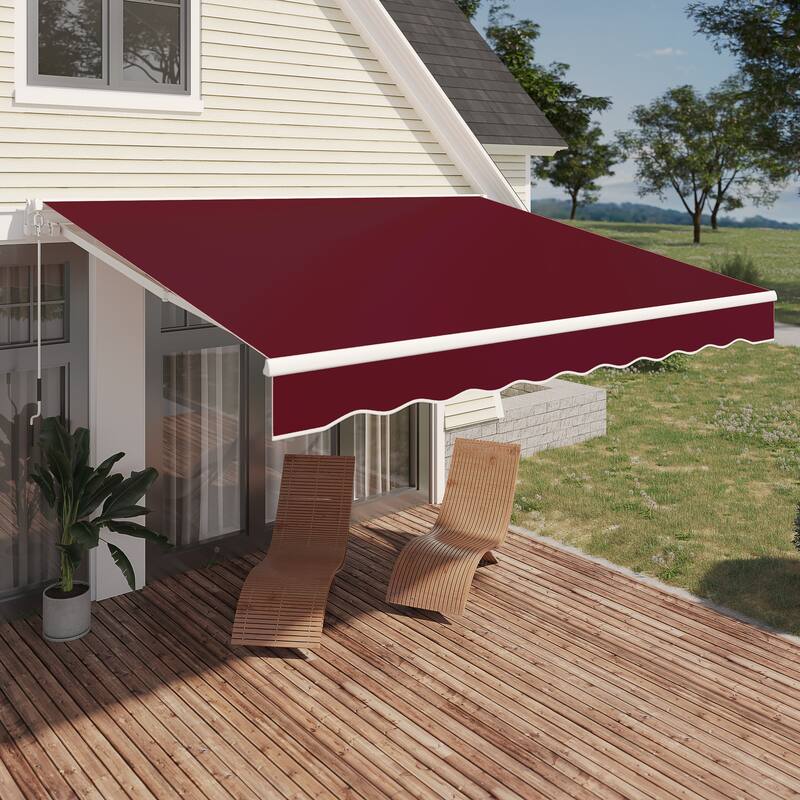 AECOJOY Manual Retractable Patio Awning Outdoor Sunshade Shelter (Cover Only)