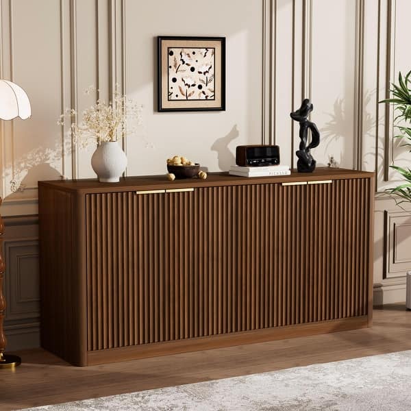 slide 2 of 9, Storage Cabinet Sideboard for Living Room, Side Cabinet Coffee Cabinet Console Cabinet Accent Cabinet Walnut