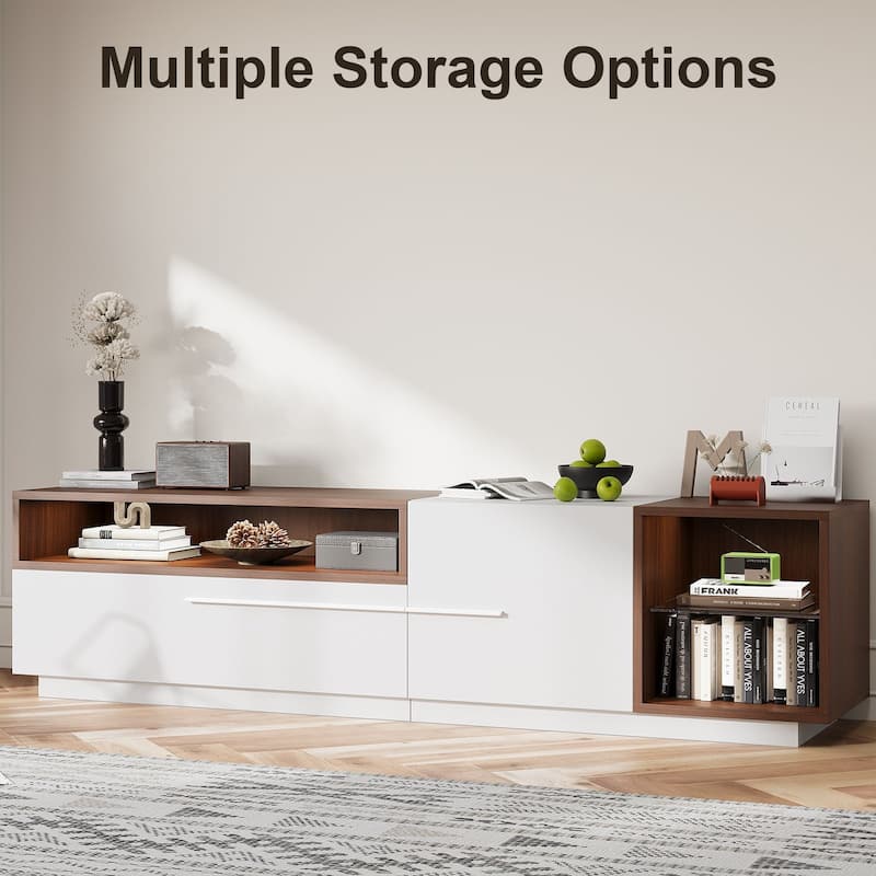 Gymojoy 71" LED TV Stand for 70-80 inch TV, Modern Entertainment Center with Storage Cabinet, Minimalist TV Console. - 71"W.