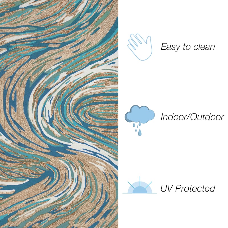 Liora Manne Capri Big Wave Indoor/Outdoor Area Rug - 2'6" x 4' - Aqua