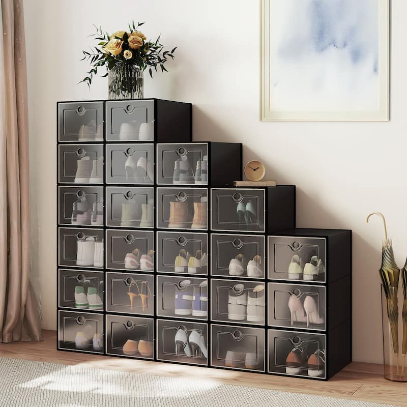 XL Shoe Storage Box Set of 12 Shoe Storage Organizers Stackable Shoe Storage Box Rack Containers Drawers