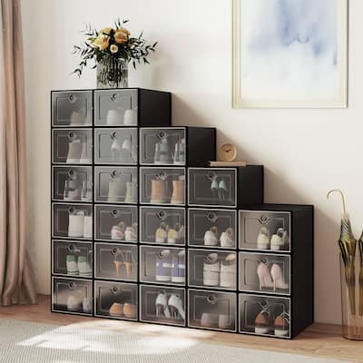 XL Shoe Storage Box Set of 12 Shoe Storage Organizers Stackable Shoe Storage Box Rack Containers Drawers