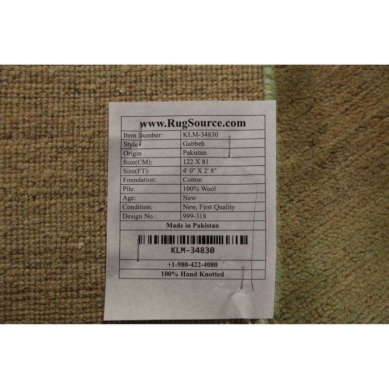 Striped Gabbeh Modern Rug Hand-Knotted Wool Carpet - 2'8" x 4'0"