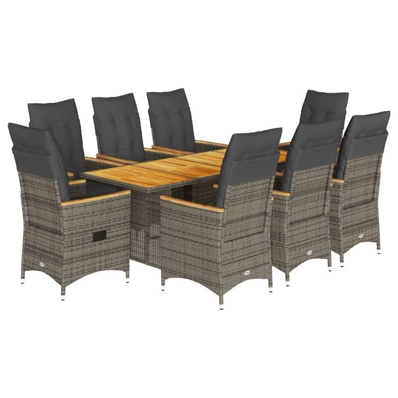 vidaXL Garden Dining Set Grey - 23.2 x 22.0 x 36.2 in