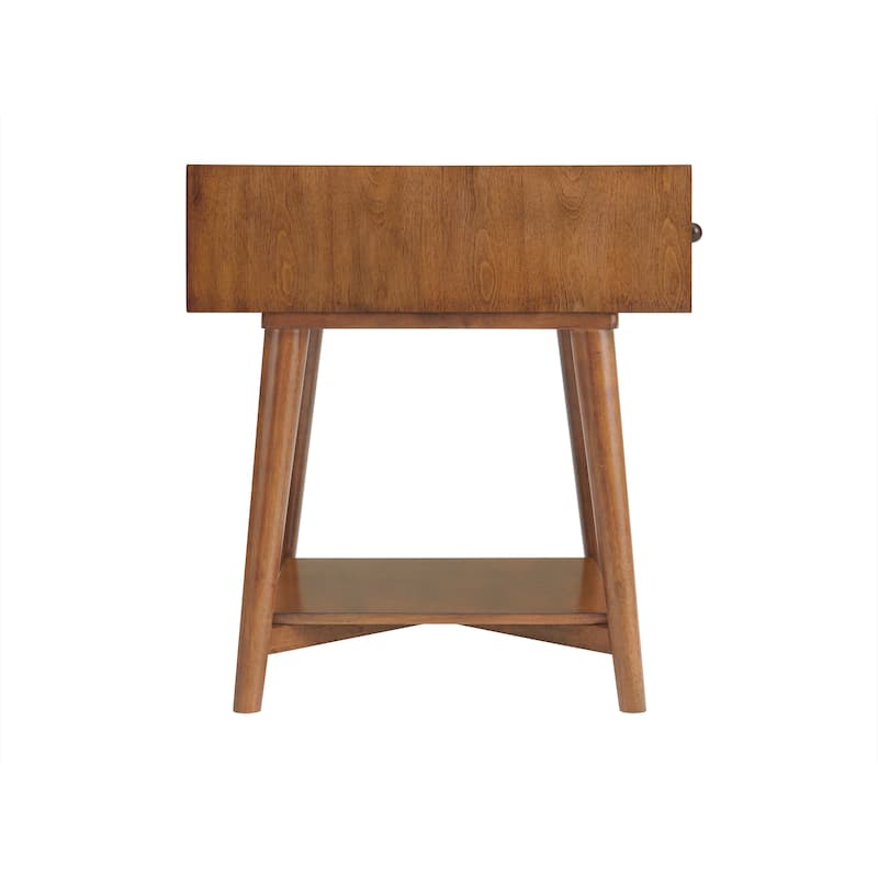 Mid-Century Modern 1-Drawer 22" Cinnamon End Side Table