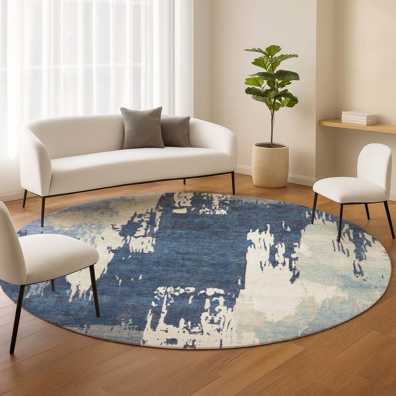 Machine Washable Indoor/ Outdoor Contemporary Fusion Chantille Rug