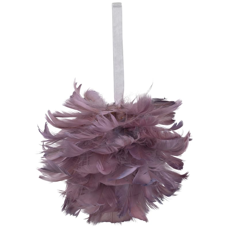 Feathered Christmas Ball Ornament - 5.5" - French Lilac