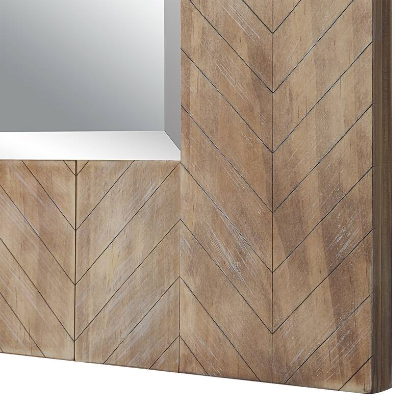 Natural Wood Beveled Mirror
