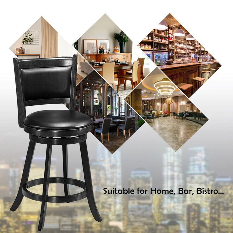 Gymax 2PCS 24'' Swivel Counter Stool Dining Chair Upholstered Seat - See Details