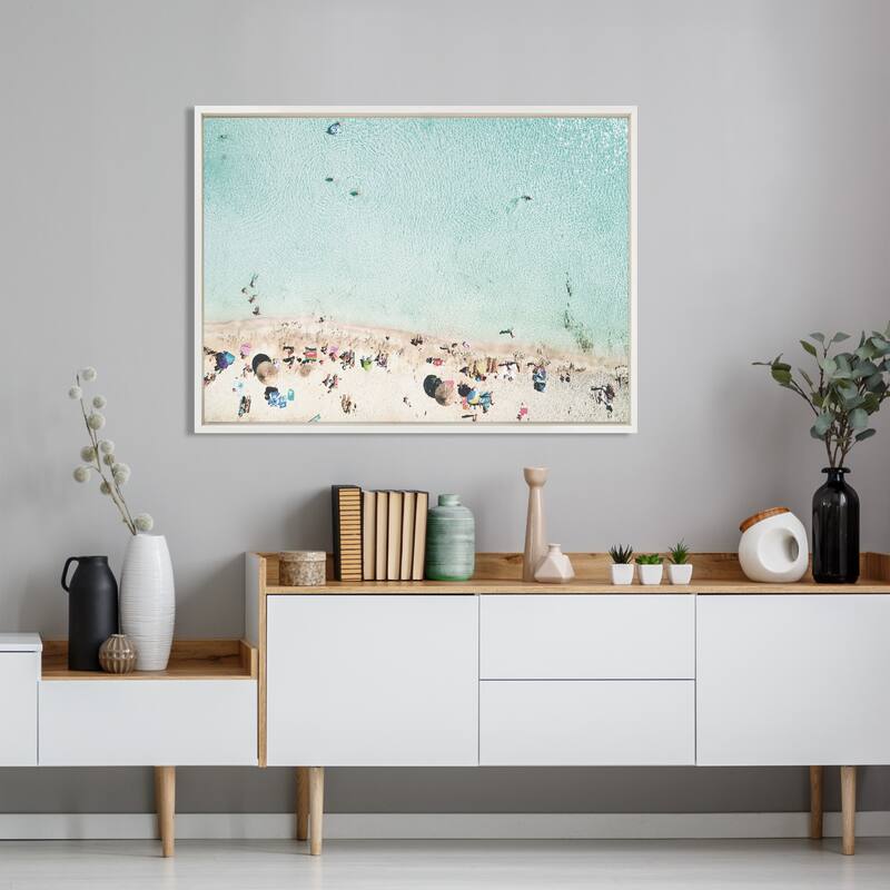 DesignOvation Sylvie Beach From Above Framed Canvas by Amy Peterson