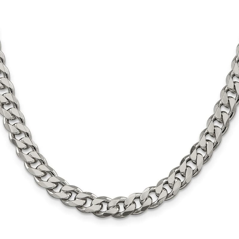 Curata 925 Sterling Silver 8mm Curb Chain Necklace for Men