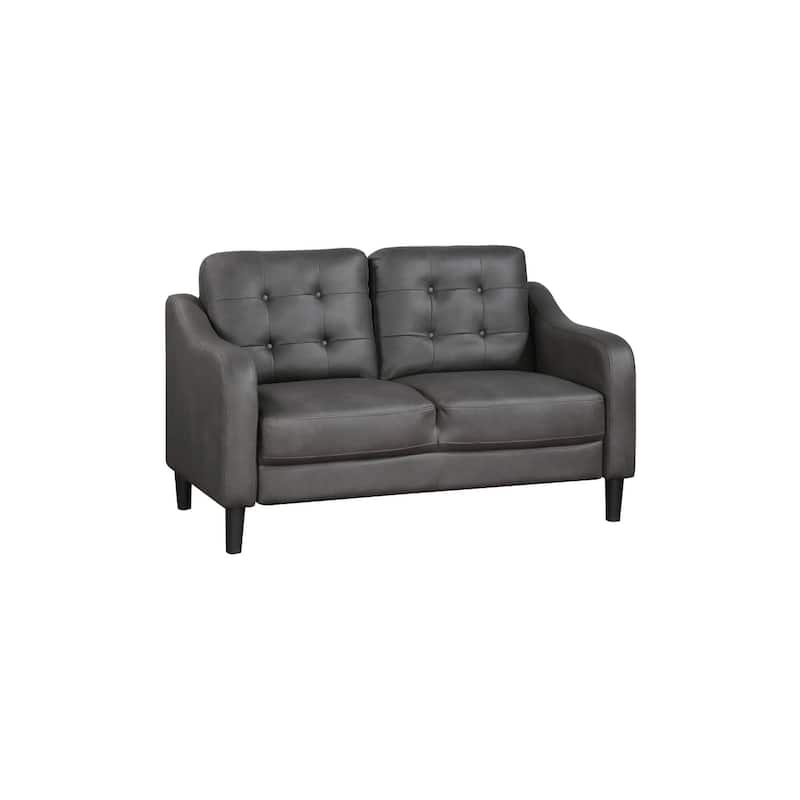 Faust Gray Faux Leather Tufted Living Room Set