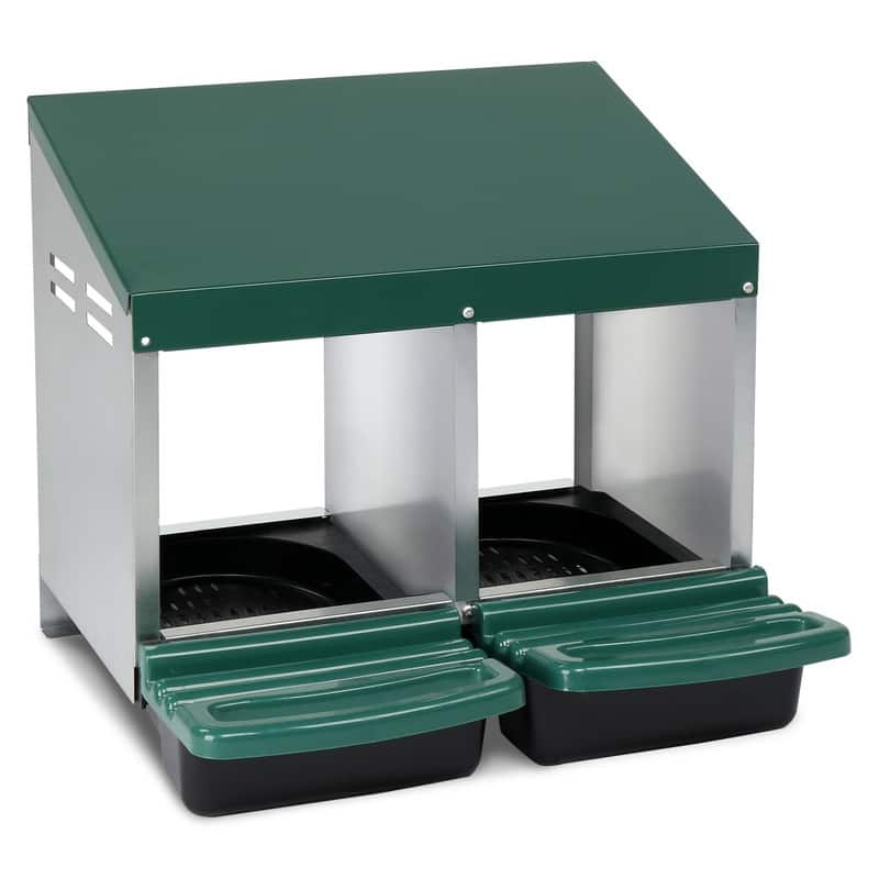 Single Roll Out Chicken Nesting Box with Plastic Basket Egg Nest Box Chicken Laying Box - 2 Compartment