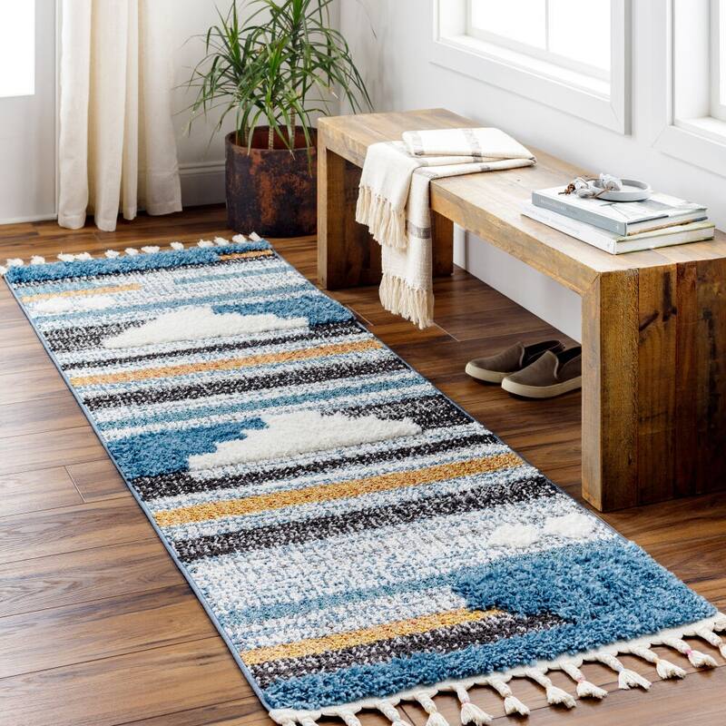 Livabliss Bohemian & Eclectic Lofty Graphic Area Rug - 2'7" x 7'3" - Blue