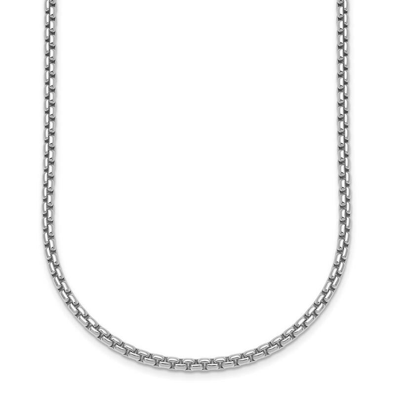 Curata 925 Sterling Silver Rhodium 2.7mm Box Chain Necklace for Men