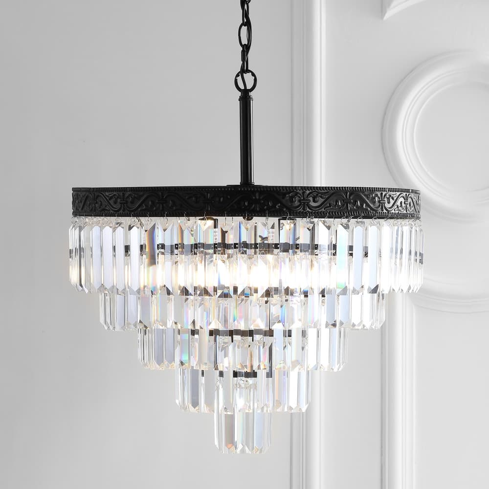 Gaines Crystal LED Chandelier, Polished Nickel/Clear by JONATHAN Y